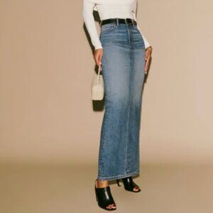 NWT Reformation Daria Ultra High Rise Denim Maxi Skirt